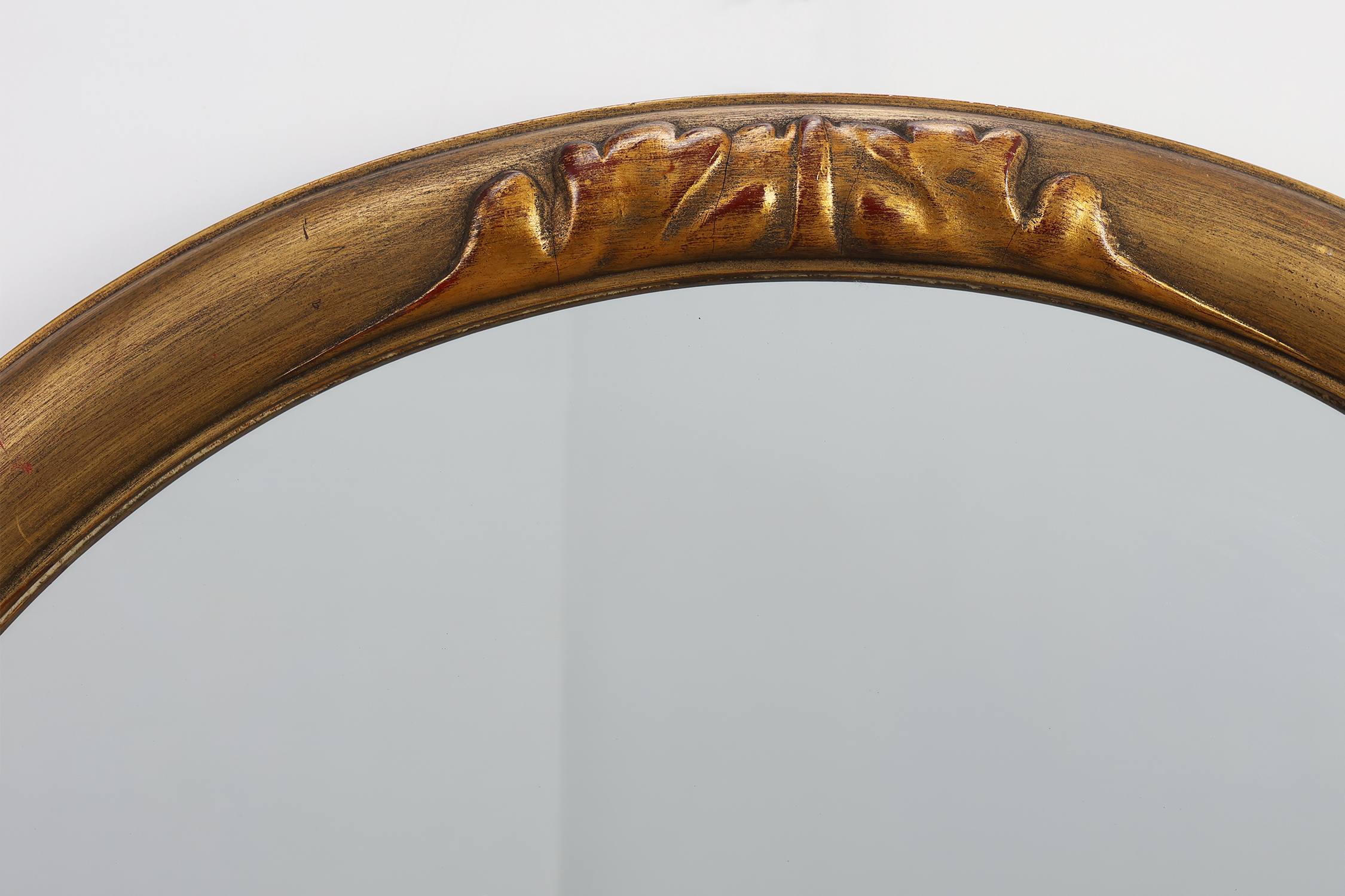Art Deco oval gilt oak mirror, Belgium 1920sthumbnail